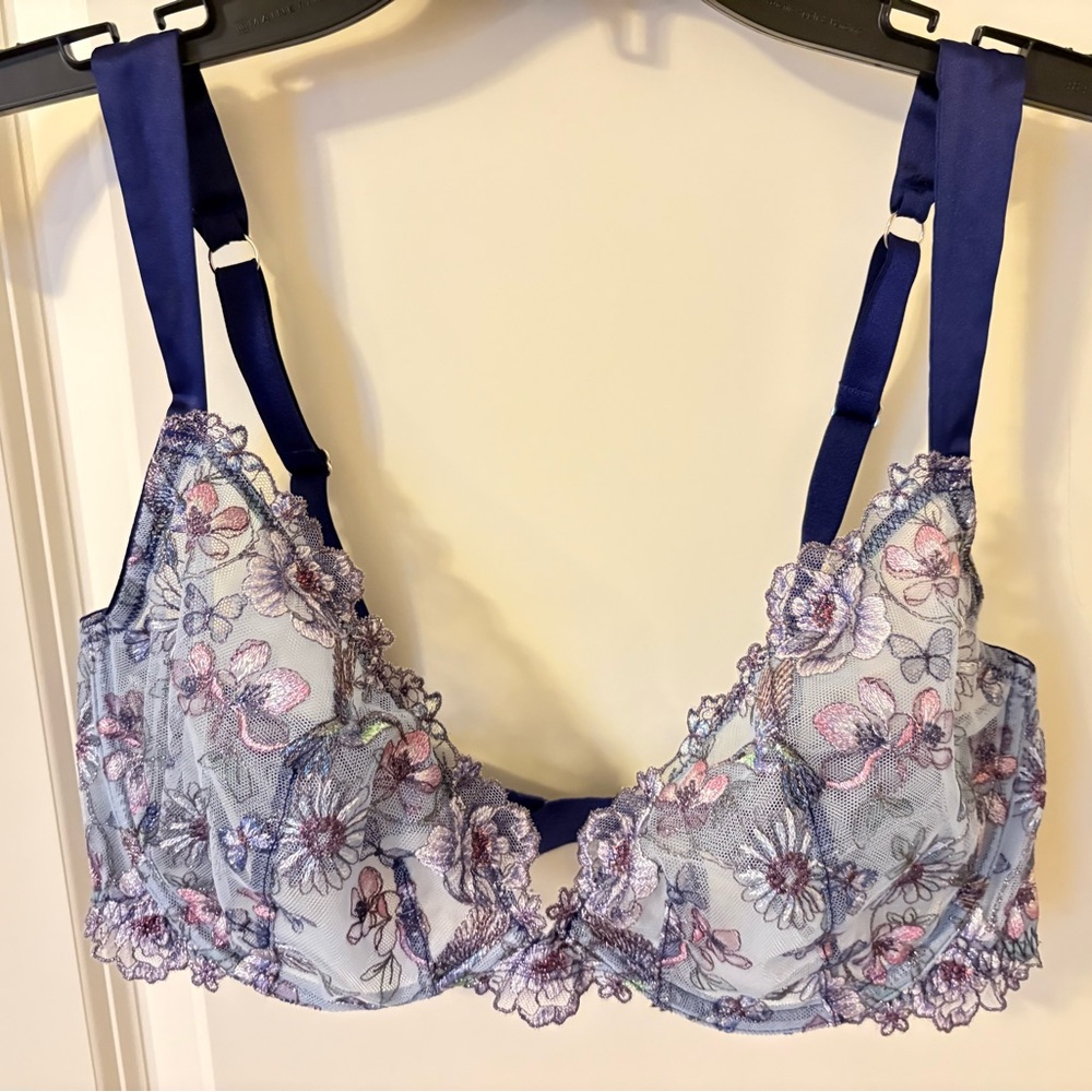 Victoria's Secret Floral Lace Underwire Bra in Blue and Pink
